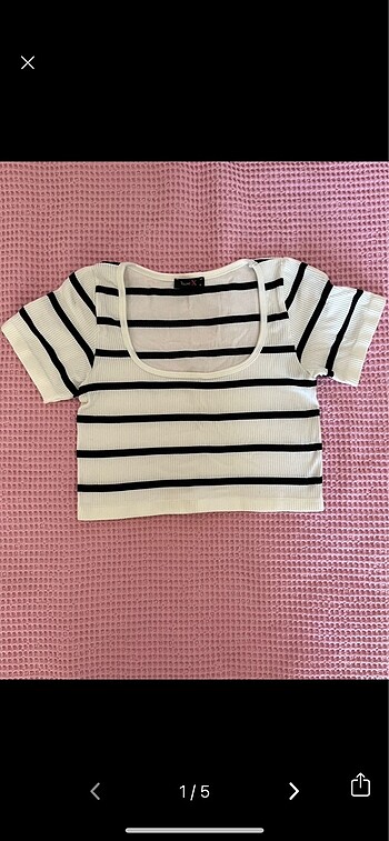 H&M çizgili crop kısa üst