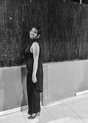 Saten Siyah  Uzun Abiye - Görsel 2