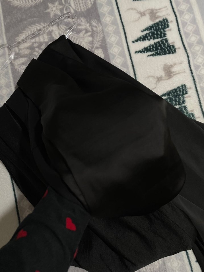 Saten Siyah  Uzun Abiye - Görsel 3