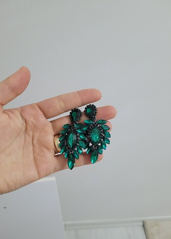  Beden yeşil Renk Kına Tacı ve küpe