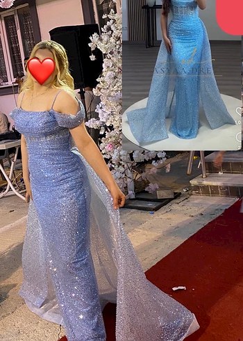 Mavi Parlak Uzun Abiye Elbise - Görsel 2