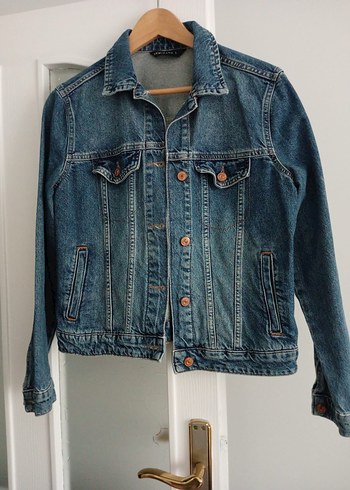 Düğmeli Kadın Mavi Denim Ceket - Görsel 3