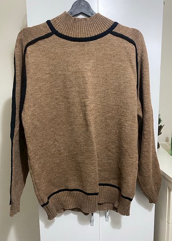 Balıkçı Yaka Kahverengi Örgü Kadın Kazak - Görsel 3