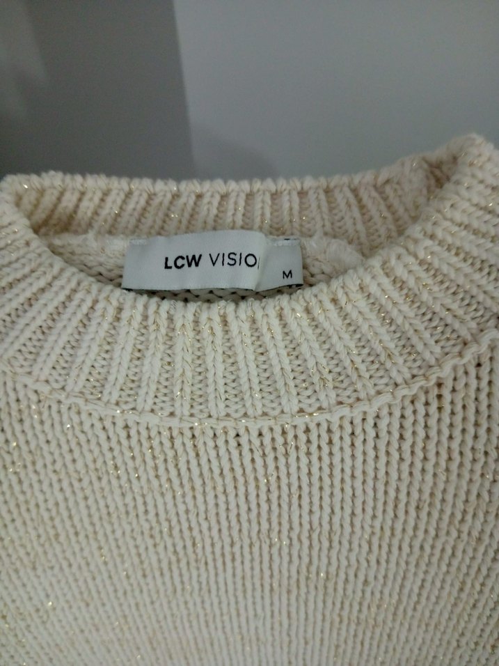 Beyaz Örgü Kadın Kazak - Görsel 5