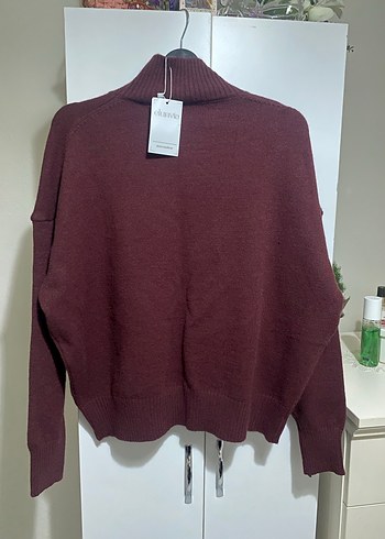 Bordo Balıkçı Yaka Kadın Kazak - Görsel 5