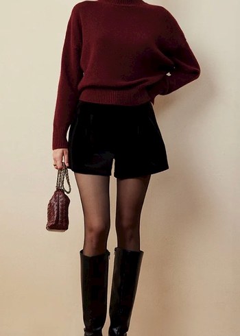 Bordo Balıkçı Yaka Kadın Kazak - Görsel 3