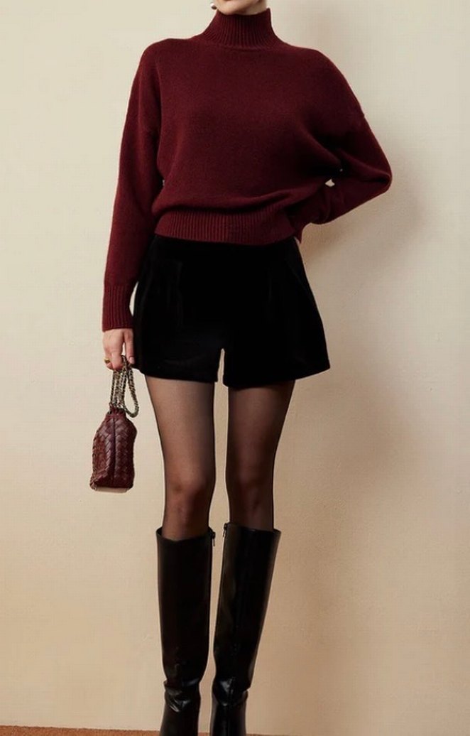 Bordo Balıkçı Yaka Kadın Kazak - Görsel 3