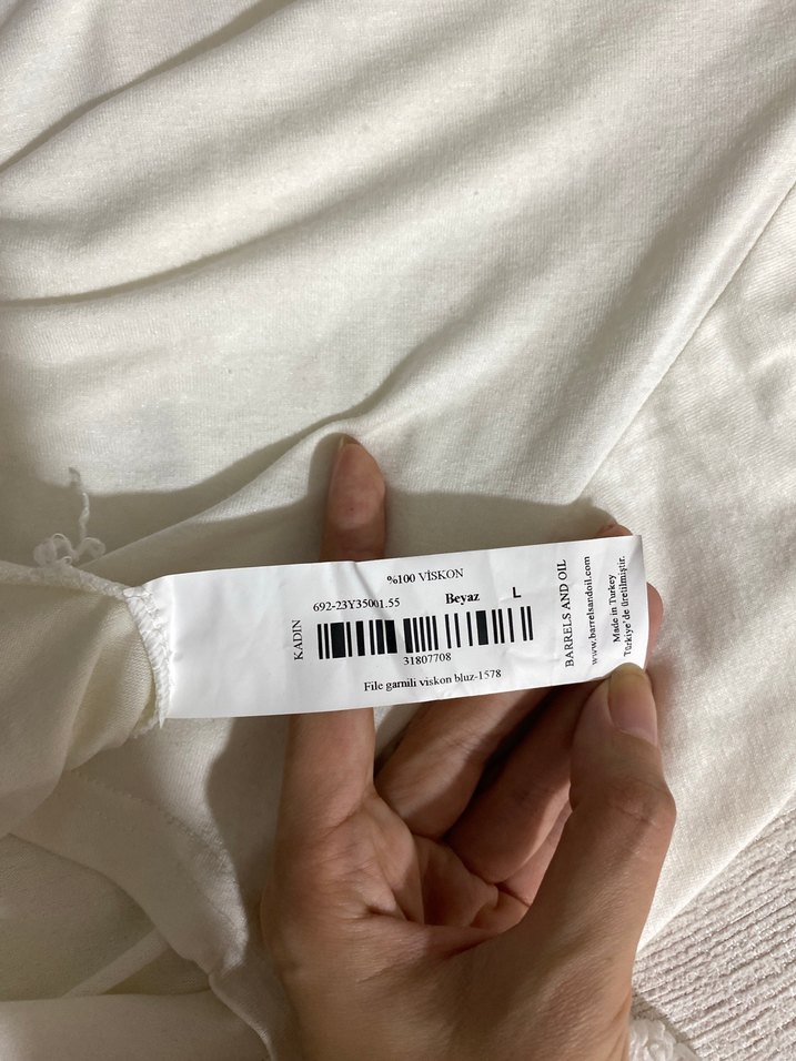 Uzun Kollu Beyaz Bluz - Görsel 5