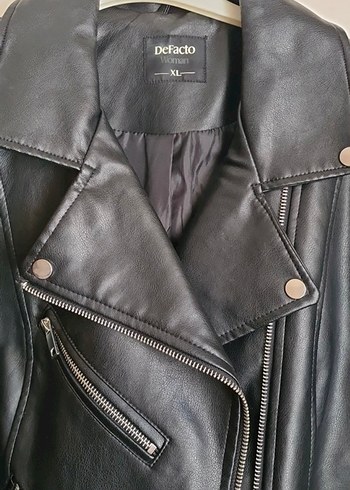 xl Beden Kadın Siyah Deri Biker Ceket