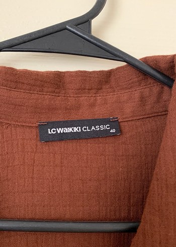 LC Waikiki Düğmeli Keten Kadın Gömlek - Kahverengi