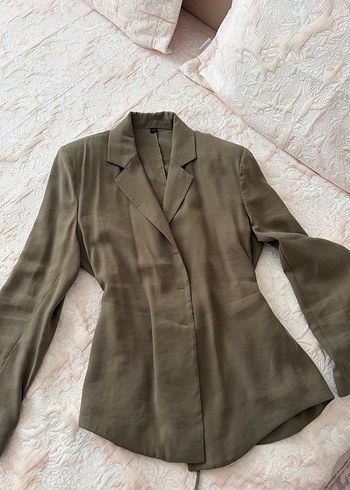 Zara Haki Keten Gorunumlu Klasik Blazer Pantolon Takim
