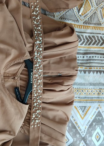 Bej Kemerli Uzun Kadın Elbise - Görsel 5