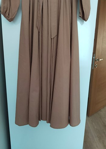 Bej Kemerli Uzun Kadın Elbise - Görsel 7