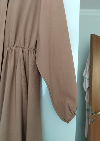 Bej Kemerli Uzun Kadın Elbise - Görsel 9