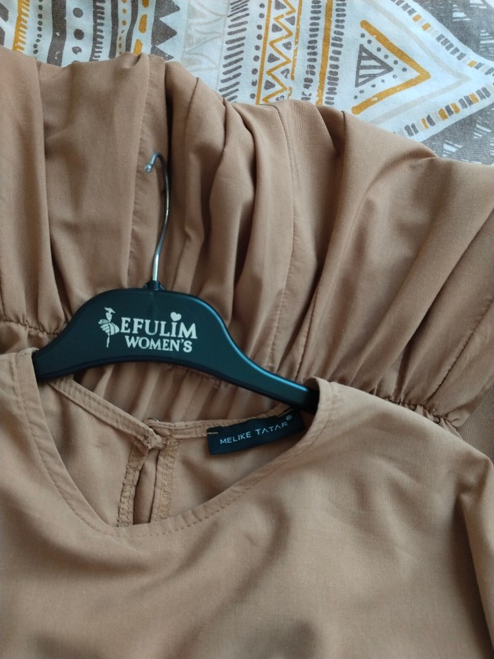 Bej Kemerli Uzun Kadın Elbise - Görsel 4