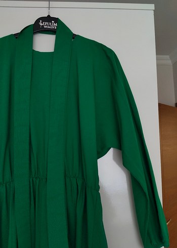 Uzun Yeşil Kadın Elbise - Görsel 6