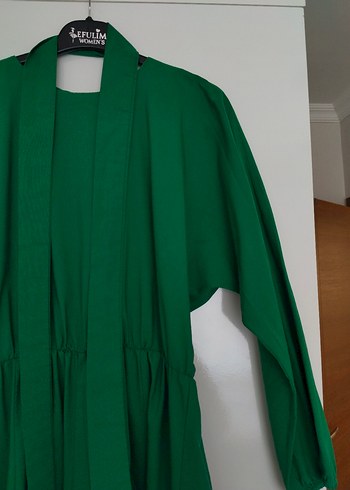 Uzun Yeşil Kadın Elbise - Görsel 5