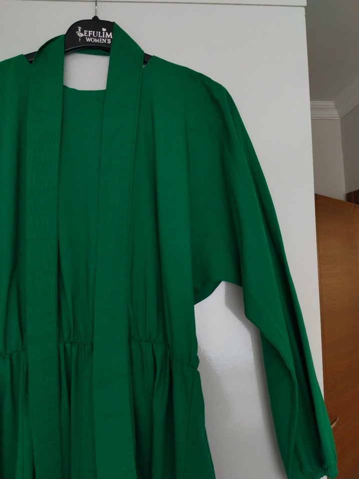 Uzun Yeşil Kadın Elbise - Görsel 5