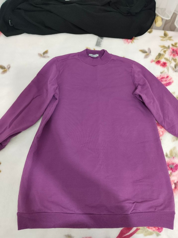 Mor Uzun Kollu Basic Sweatshirt - Görsel 3