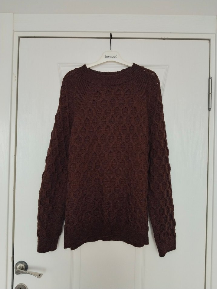 Kadın Kahverengi Örgü Kazak - Görsel 2