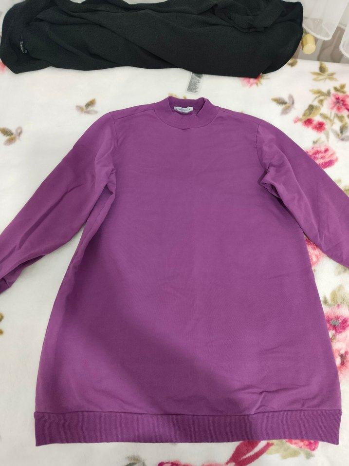 Mor Uzun Kollu Rahat Sweatshirt - Görsel 2