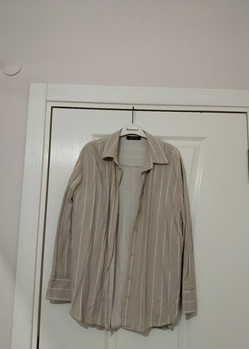 Bej Renkli Kadın Keten Gömlek - Görsel 2