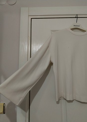 Kadın Beyaz Basic Sweatshirt - Görsel 3