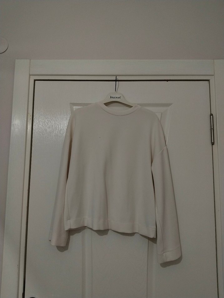 Kadın Beyaz Basic Sweatshirt - Görsel 2