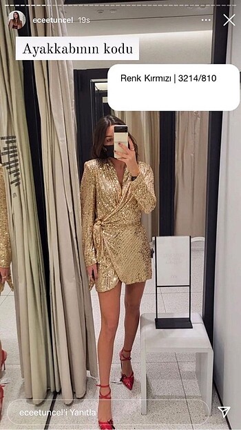 s Beden altın Renk Zara Payetli Elbise