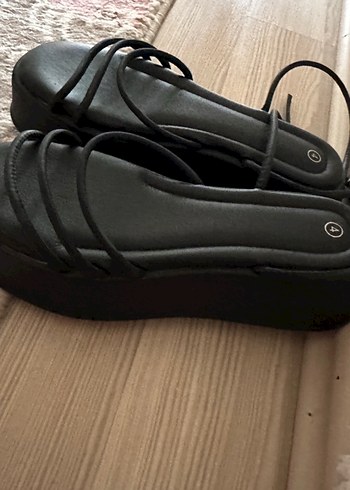 37 Beden siyah Renk Siyah Düz Platform Topuklu Kadın Sandalet