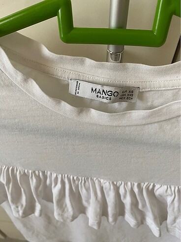xs Beden Mango beyaz fırfırlı tişört, xxs-xs