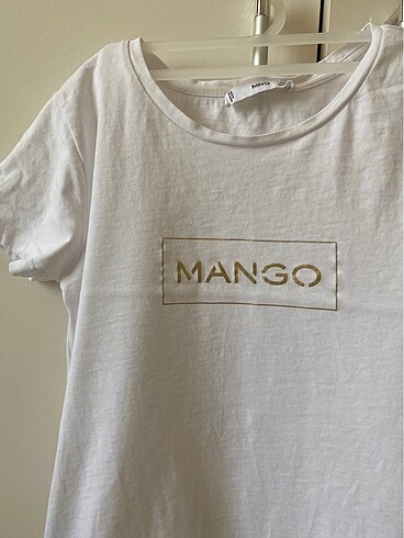 Mango Mango logolu beyaz tişört, xxs-xs