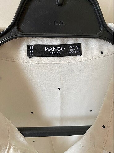 xs Beden beyaz Renk Mango siyah benekli beyaz gömlek, xs-s