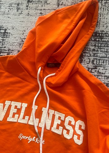 Diğer Turuncu Kapüşonlu Kadın Sweatshirt
