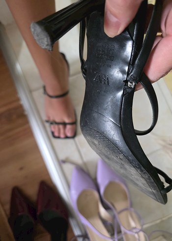 40 Beden ZARA Kadın Siyah Stiletto Tokalı Topuklu Ayakkabı