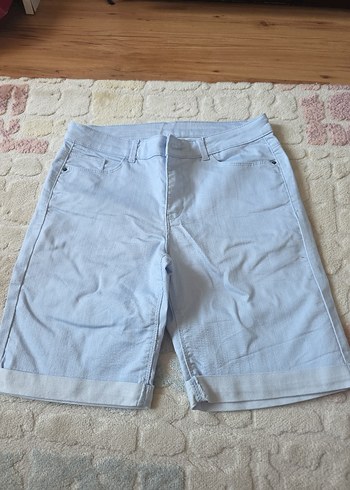 Beyaz Kadın Pastel Denim Şort