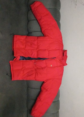 Lacoste Canli Kirmizi Kapusonlu Sisme Mont