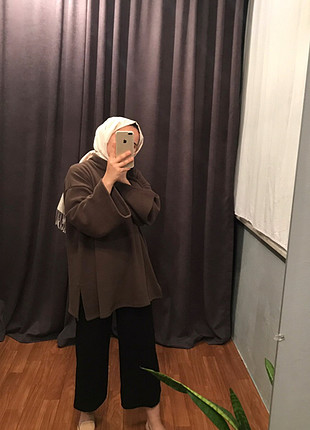 s Beden kahverengi Renk Kalın örme tunik