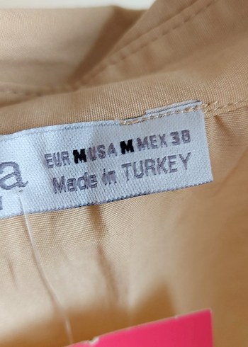 38 Beden Bej Düğmeli Keten Kadın Gömlek