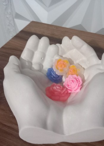 Diğer Çiçek Şeklinde Pastel Renk Mum Seti dekoratif