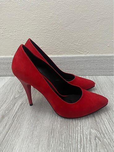 Kırmızı Nubuk Topuklu - Görsel 2