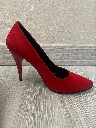 Kırmızı Nubuk Topuklu - Görsel 3