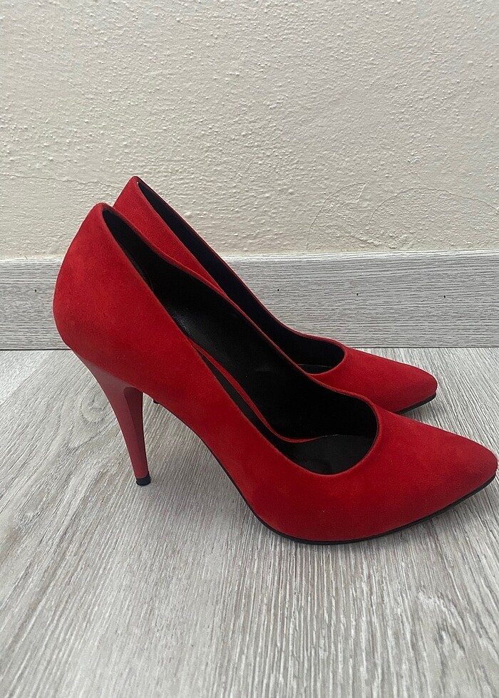 Kırmızı Nubuk Topuklu - Görsel 2
