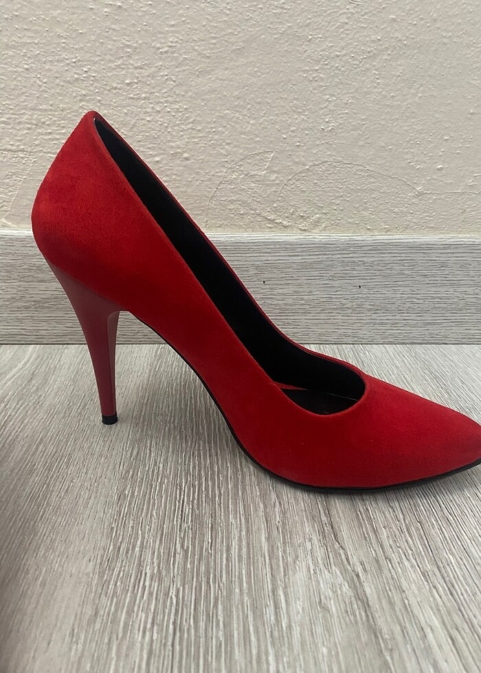 Kırmızı Nubuk Topuklu - Görsel 3