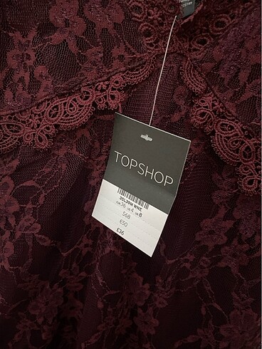 36 Beden bordo Renk Topshop Mürdüm Elbise