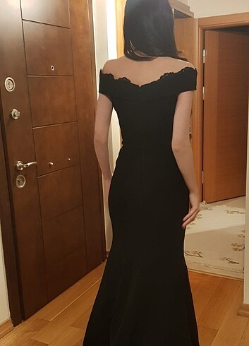 Zara Siyah dantel detay abiye
