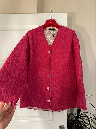 Pembe ince tüvit ceket