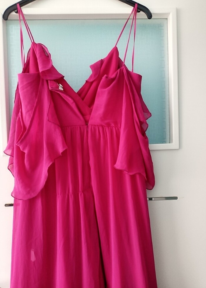 Pembe uzun elbise - Görsel 3