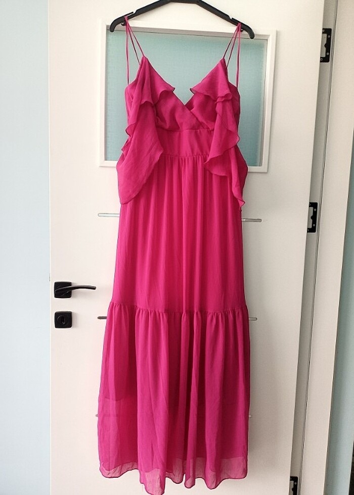 Pembe uzun elbise - Görsel 4