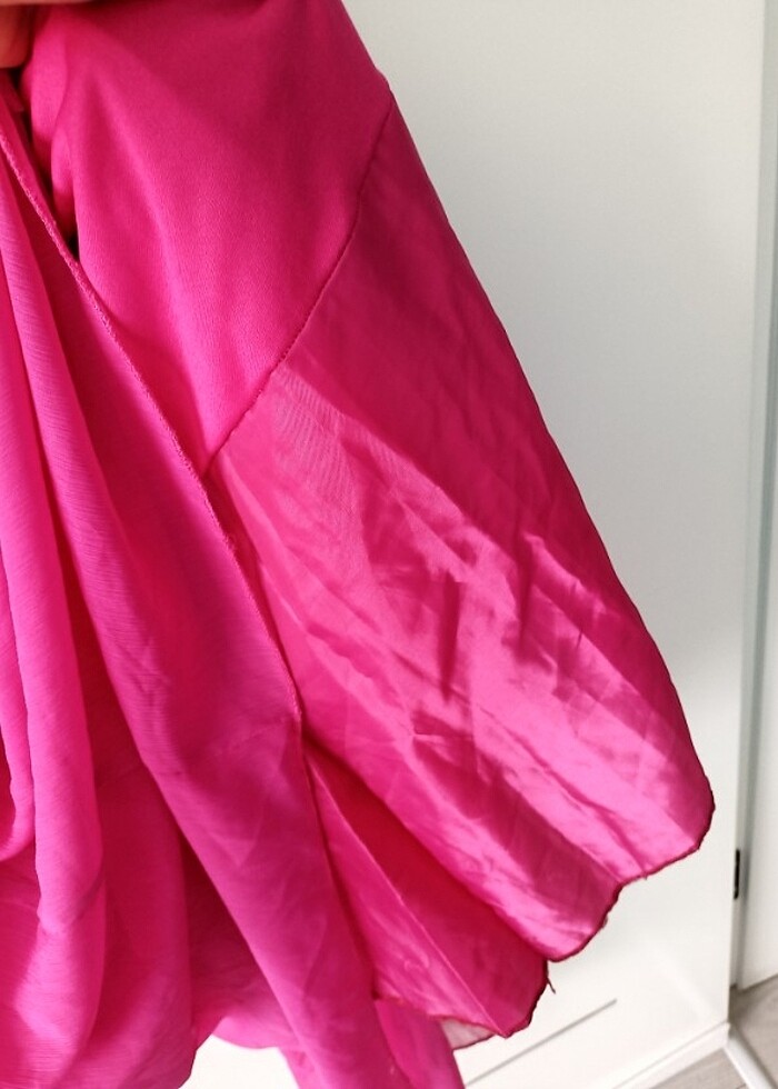 Pembe uzun elbise - Görsel 5